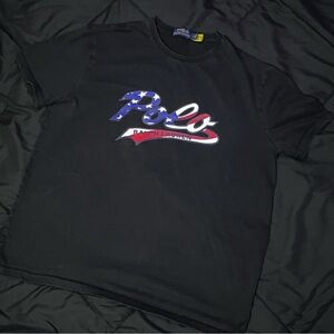 Polo Ralph Lauren Black USA Flag Fill Logo size medium Graphic tee